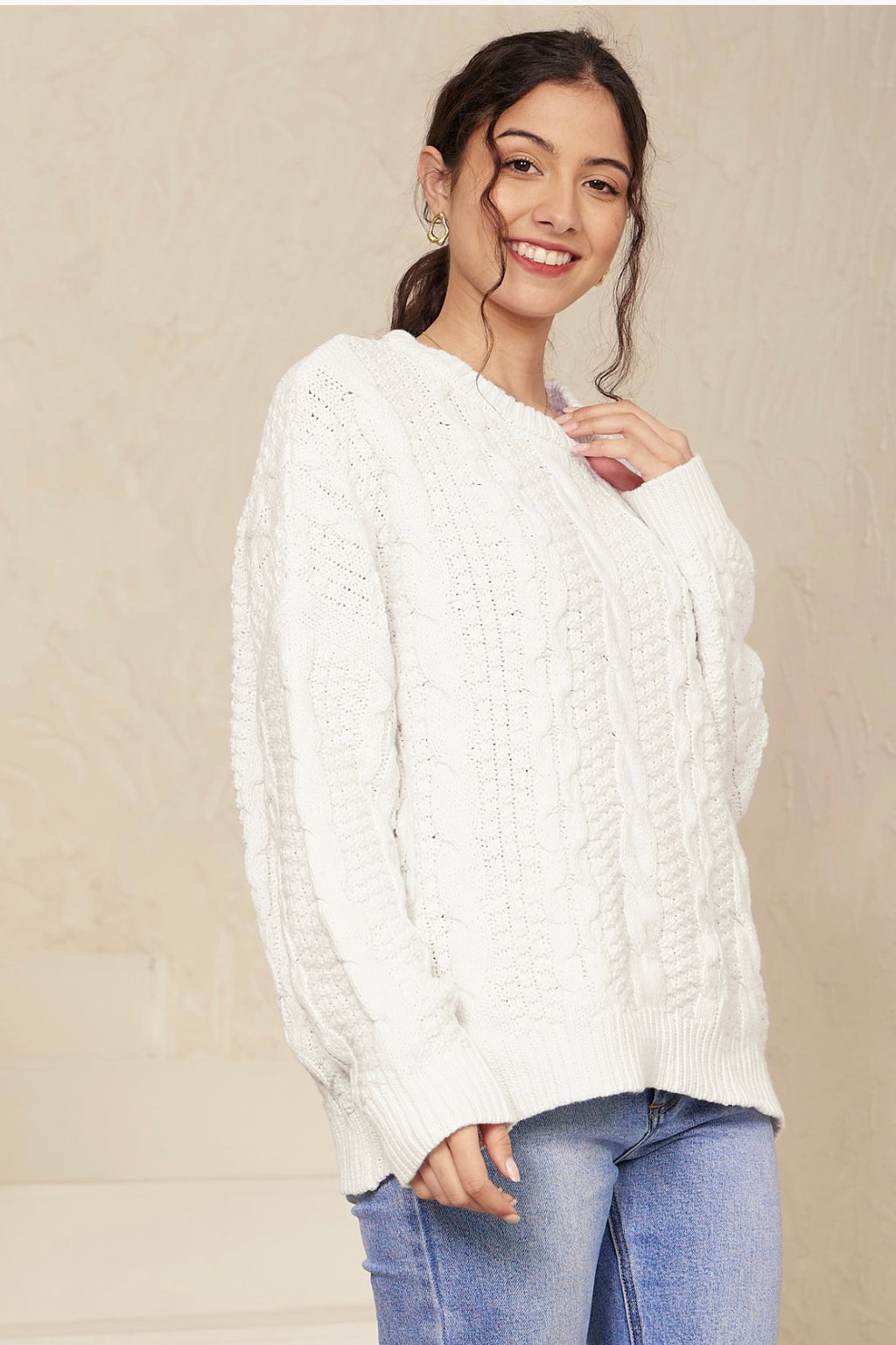 Cable Knit Jumper - White