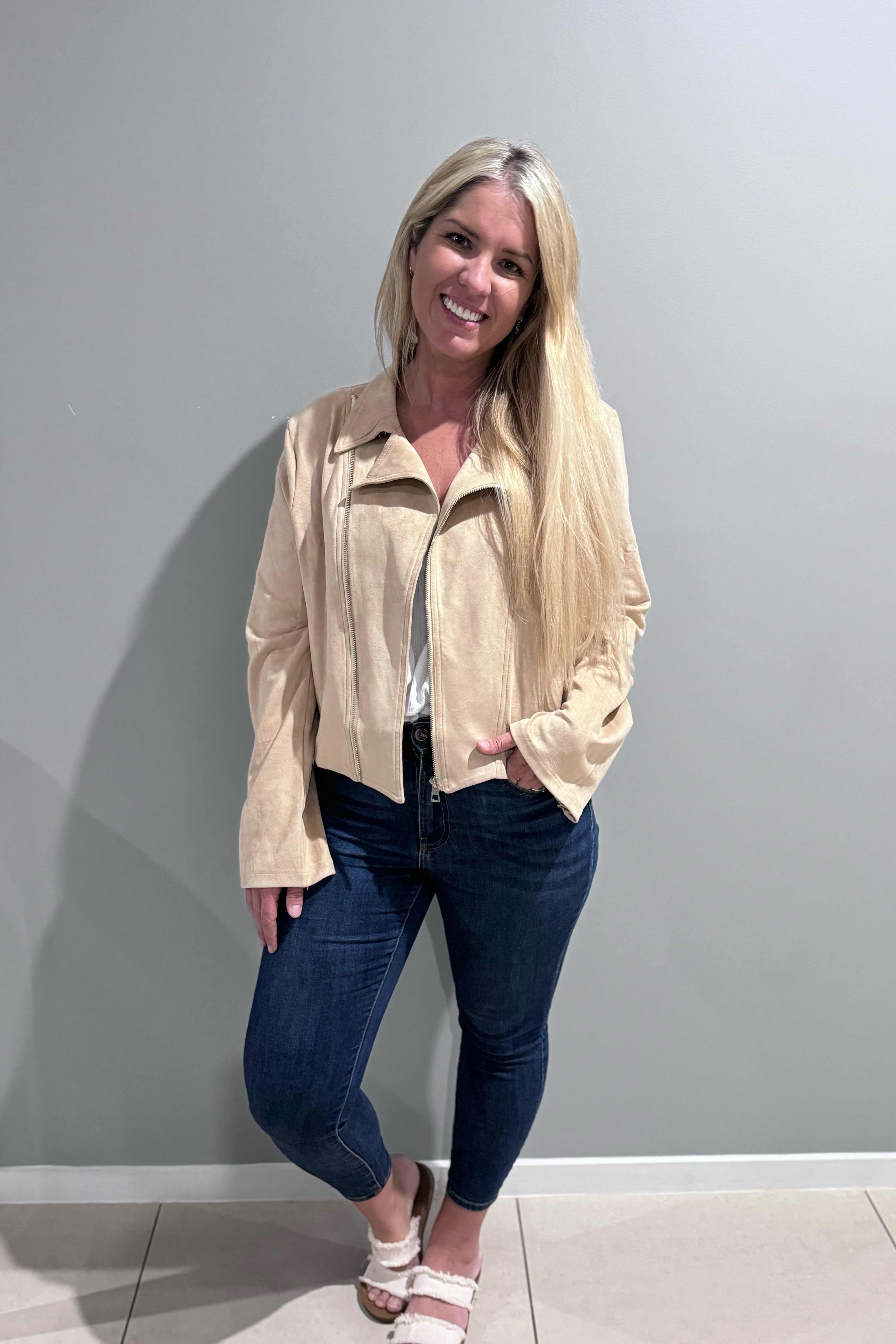 Jaase Suede Mushroom Jacket