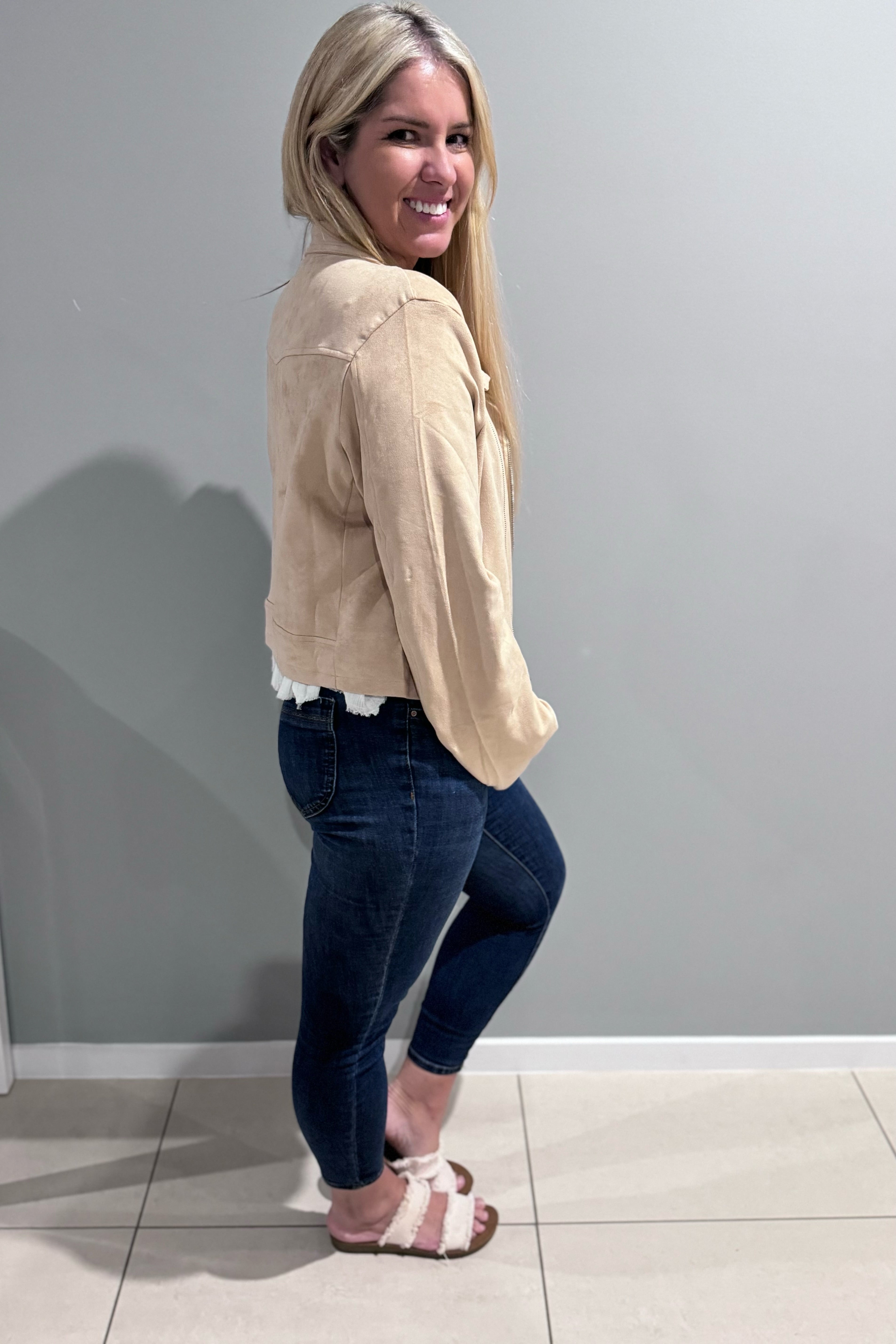 Jaase Suede Mushroom Jacket