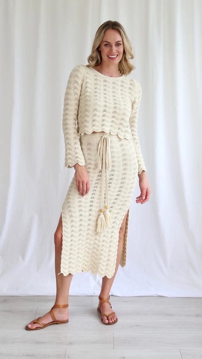 Sarsha Ivory Top and Skirt Set