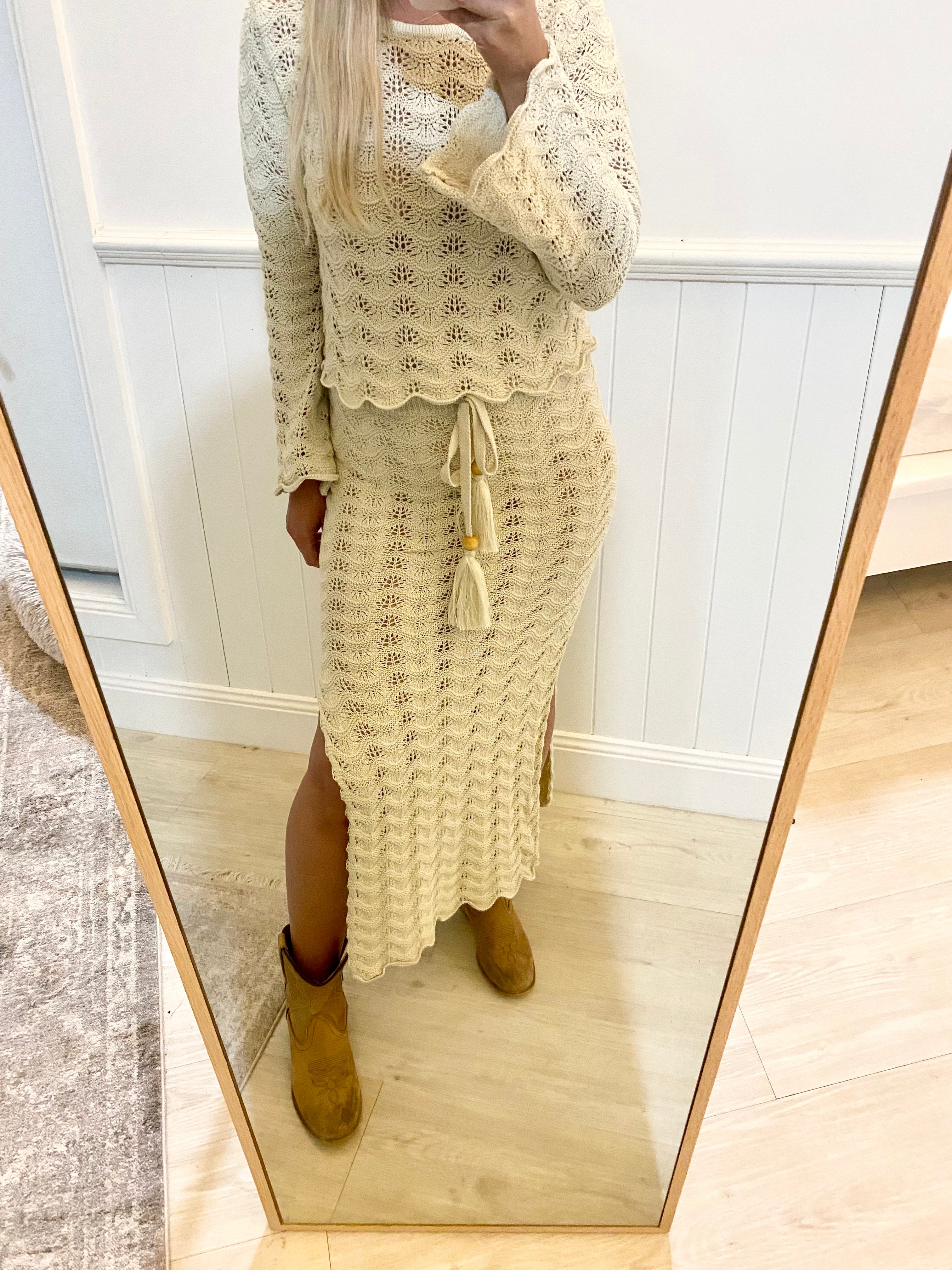 Sarsha Ivory Top and Skirt Set