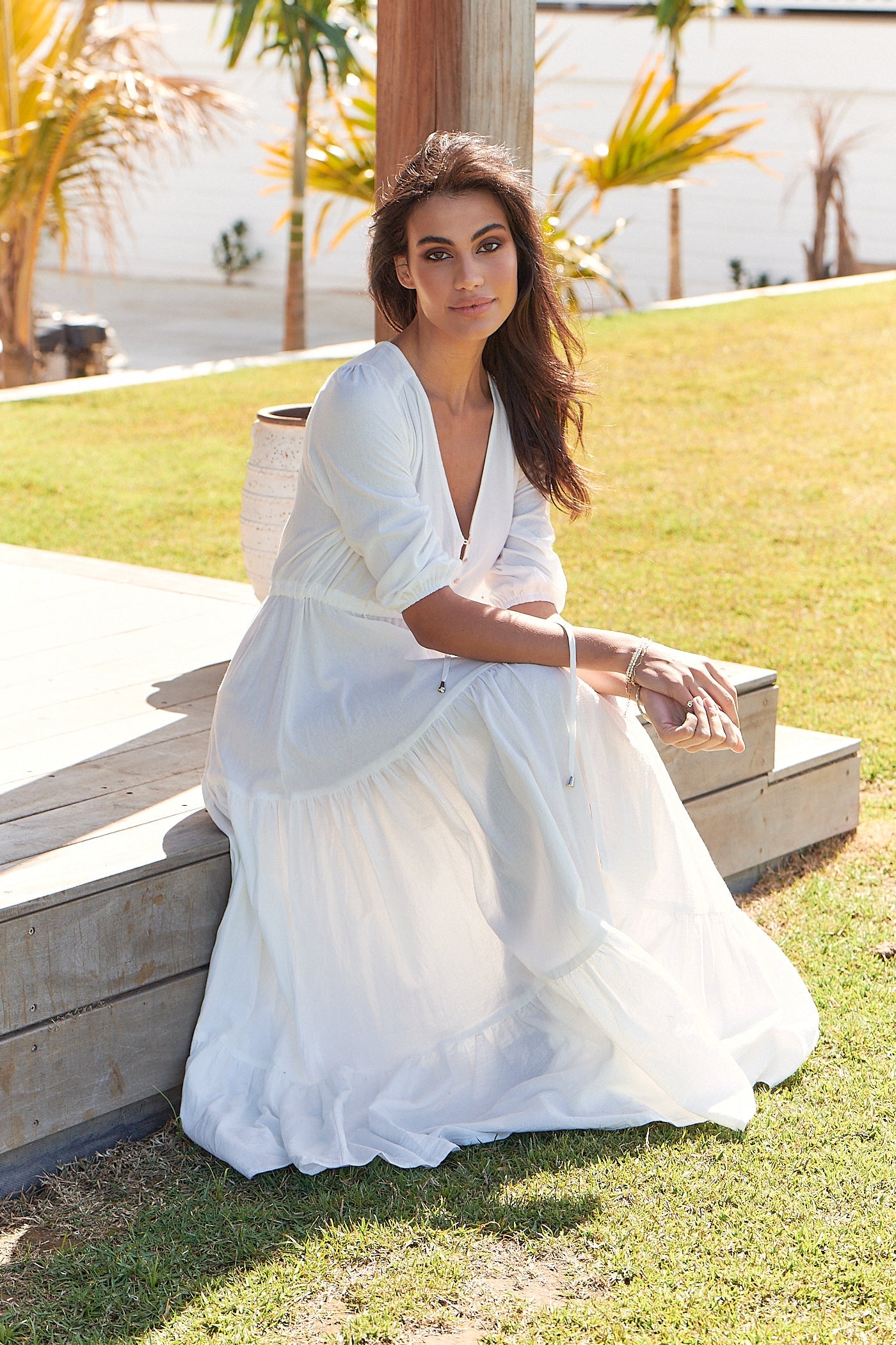 jaase white maxi dress Jaase White Poppy Cotton Berry Maxi Dress Lilac and Mila