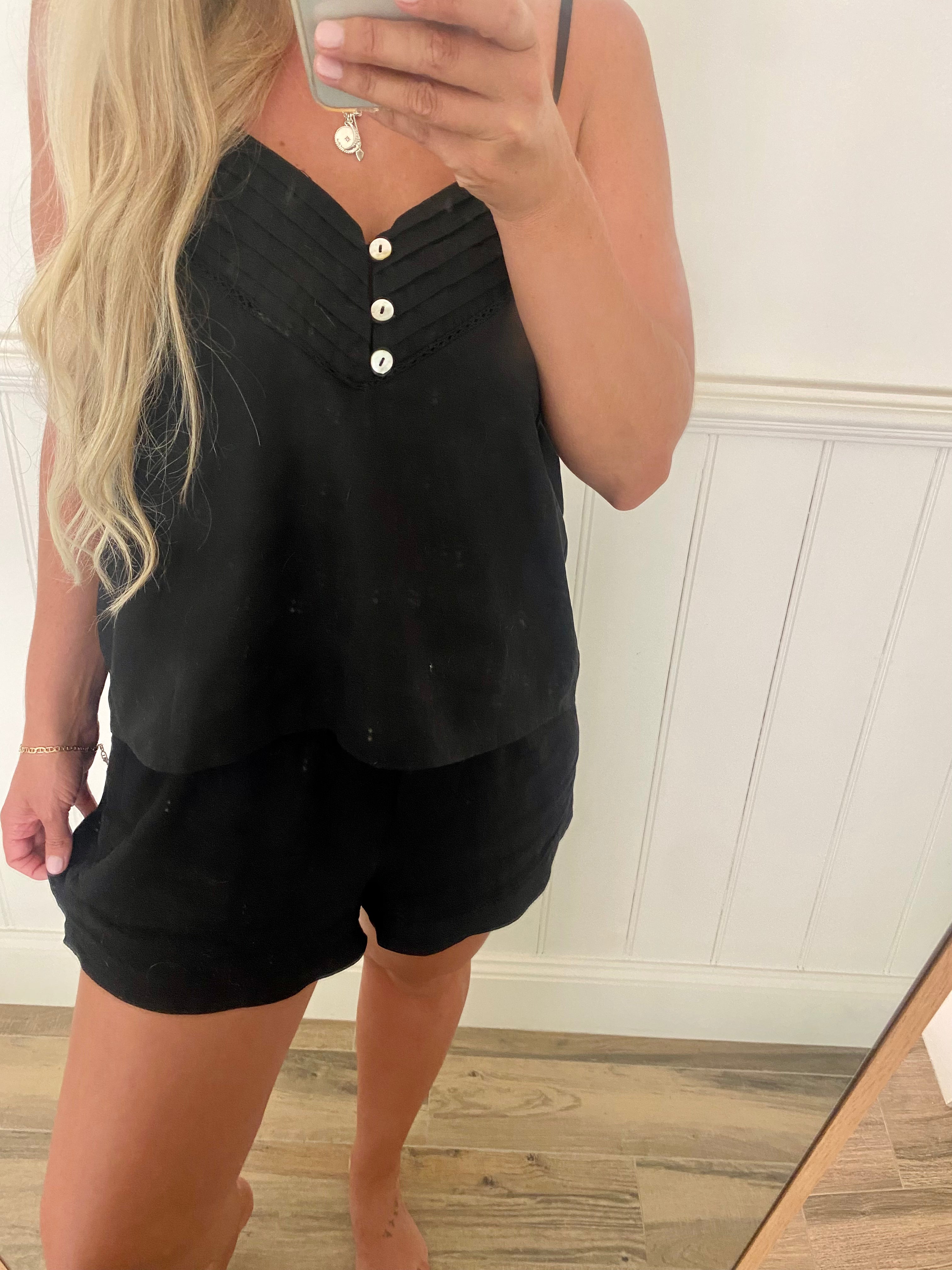 Black Linen Cami