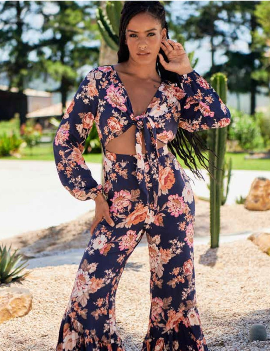 Jaase Winter Rose Navy Print Isla Jumpsuit