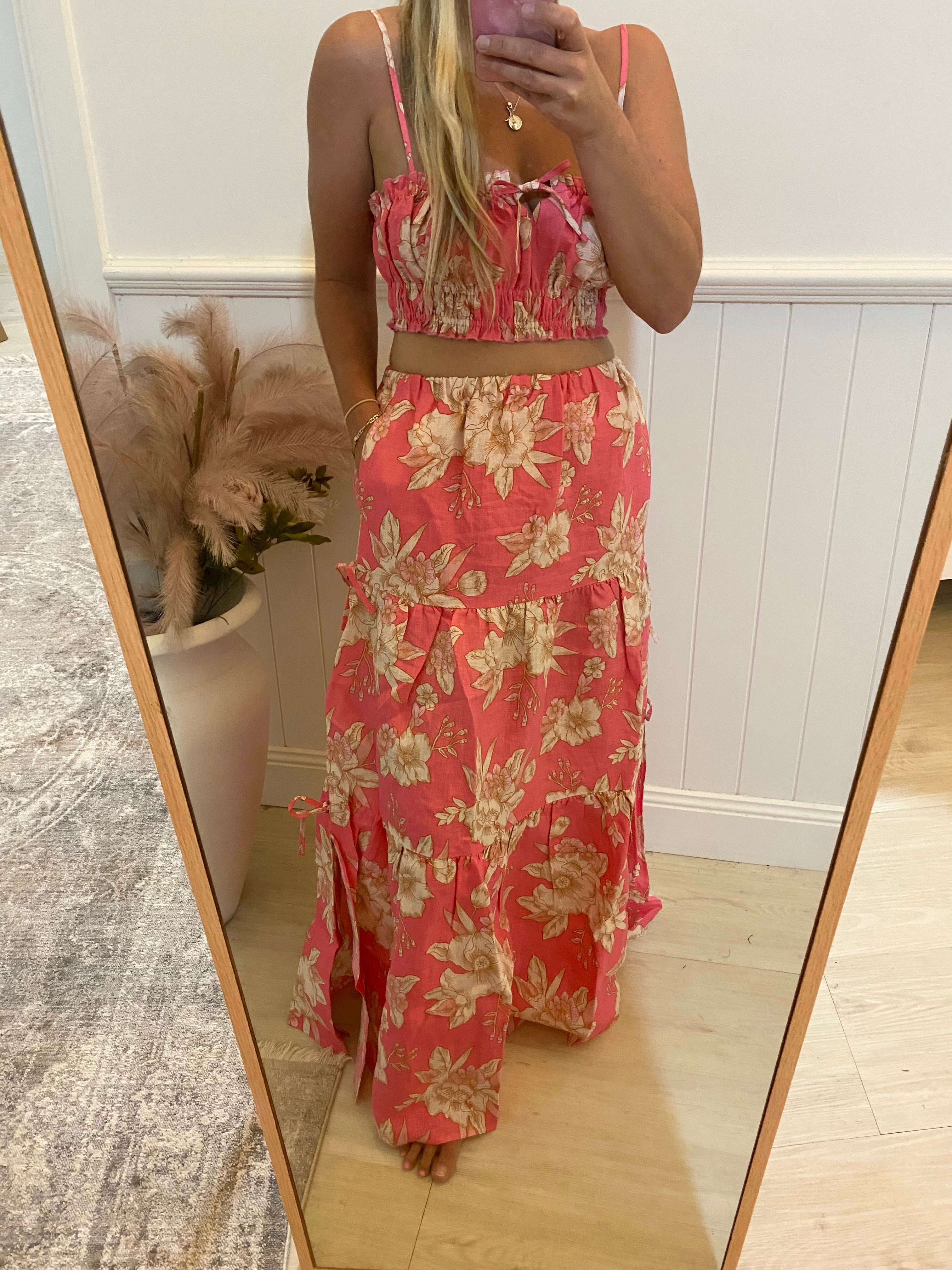 Jaase Hawaii Rose Freya Linen Skirt