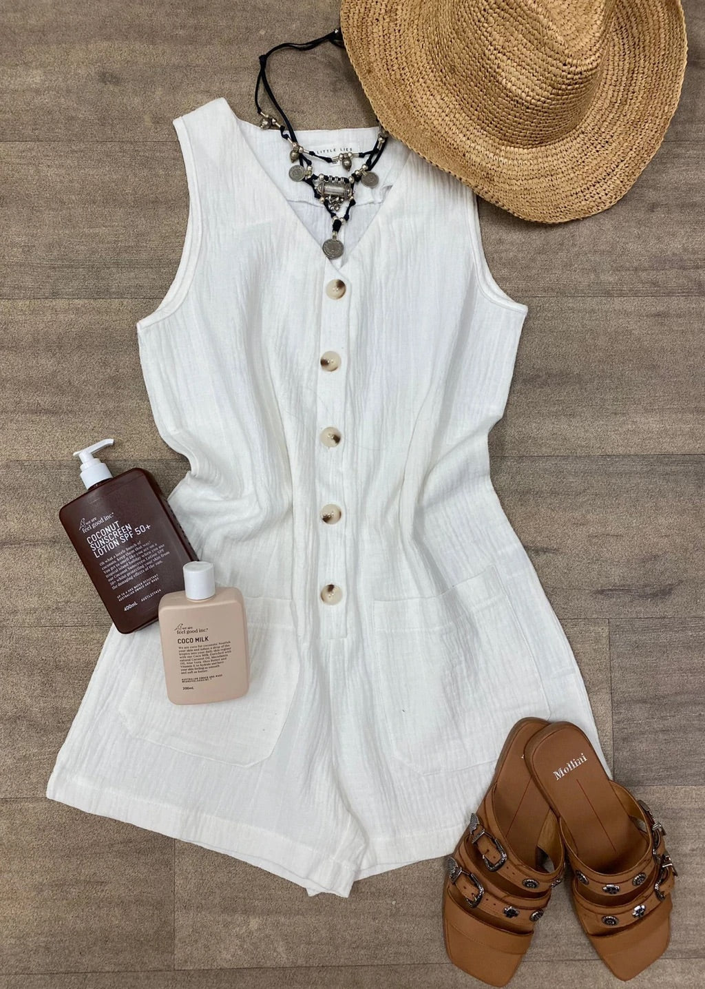 Little Lies Label Sandrine White Playsuit