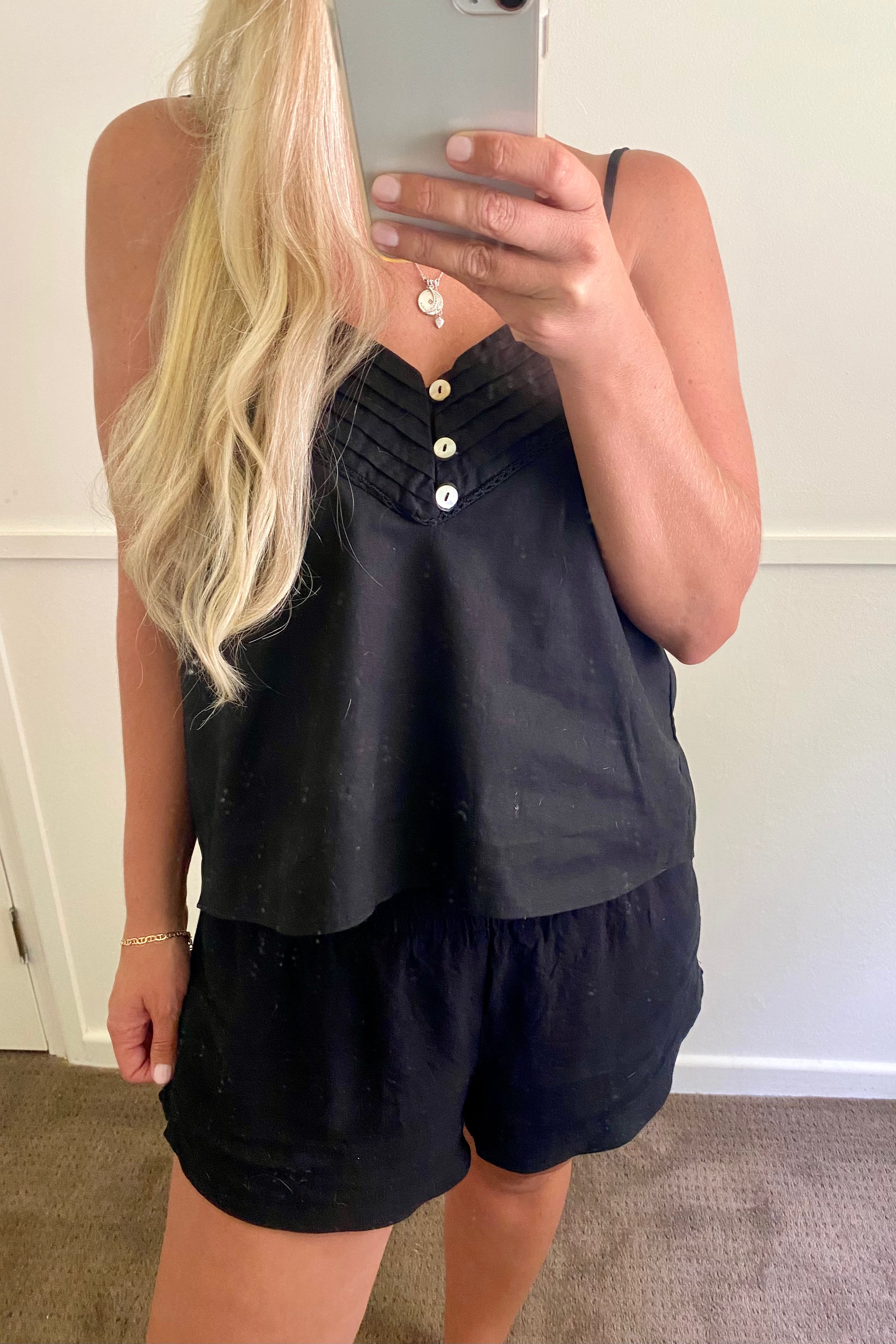 Black Linen Cami