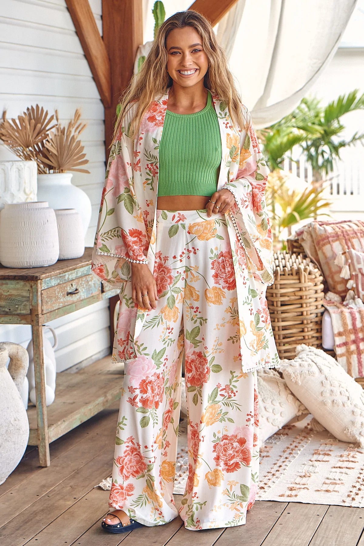 Jaase Hibiscus Pant ~ Verbena Print