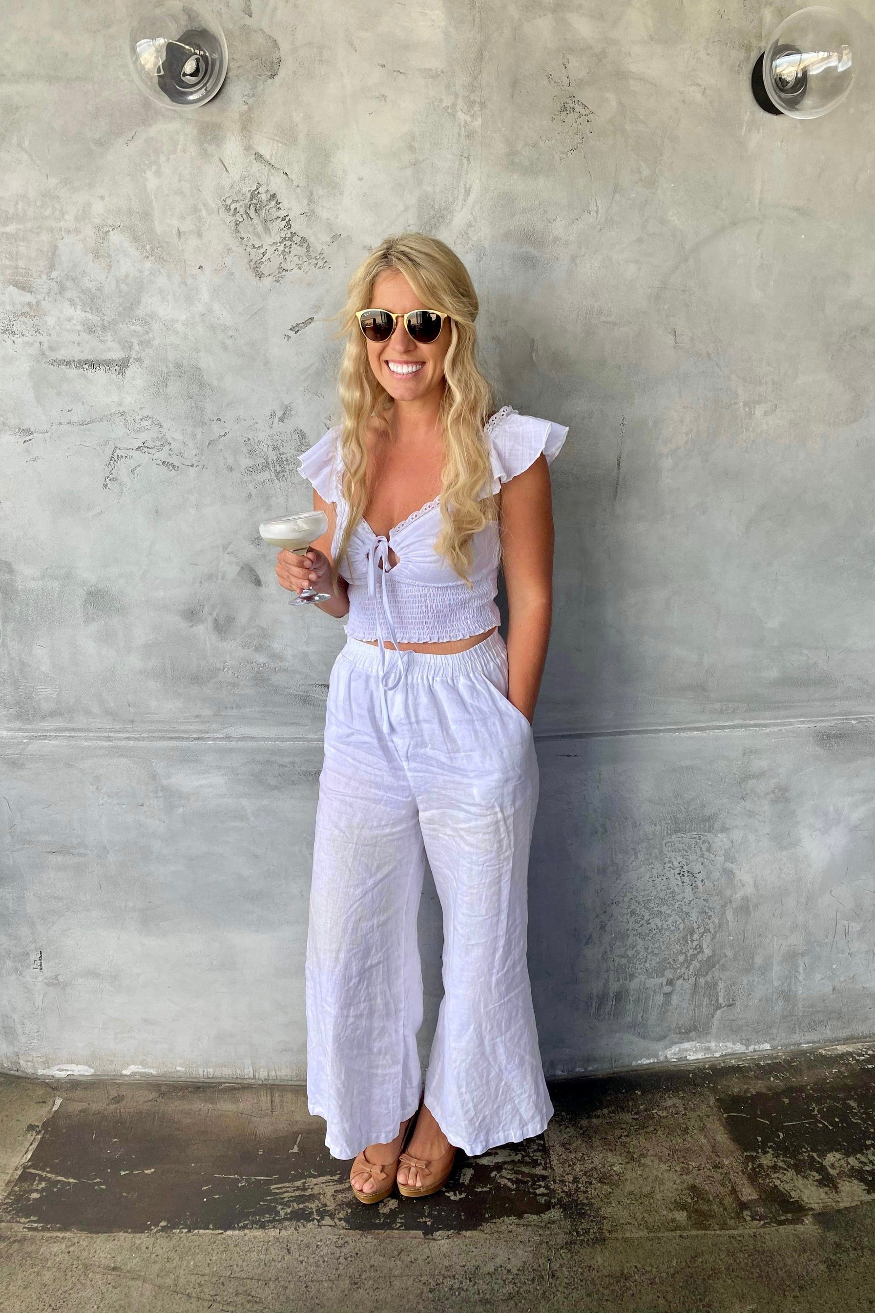 Soul Sparrow White Linen Wide Leg Pants