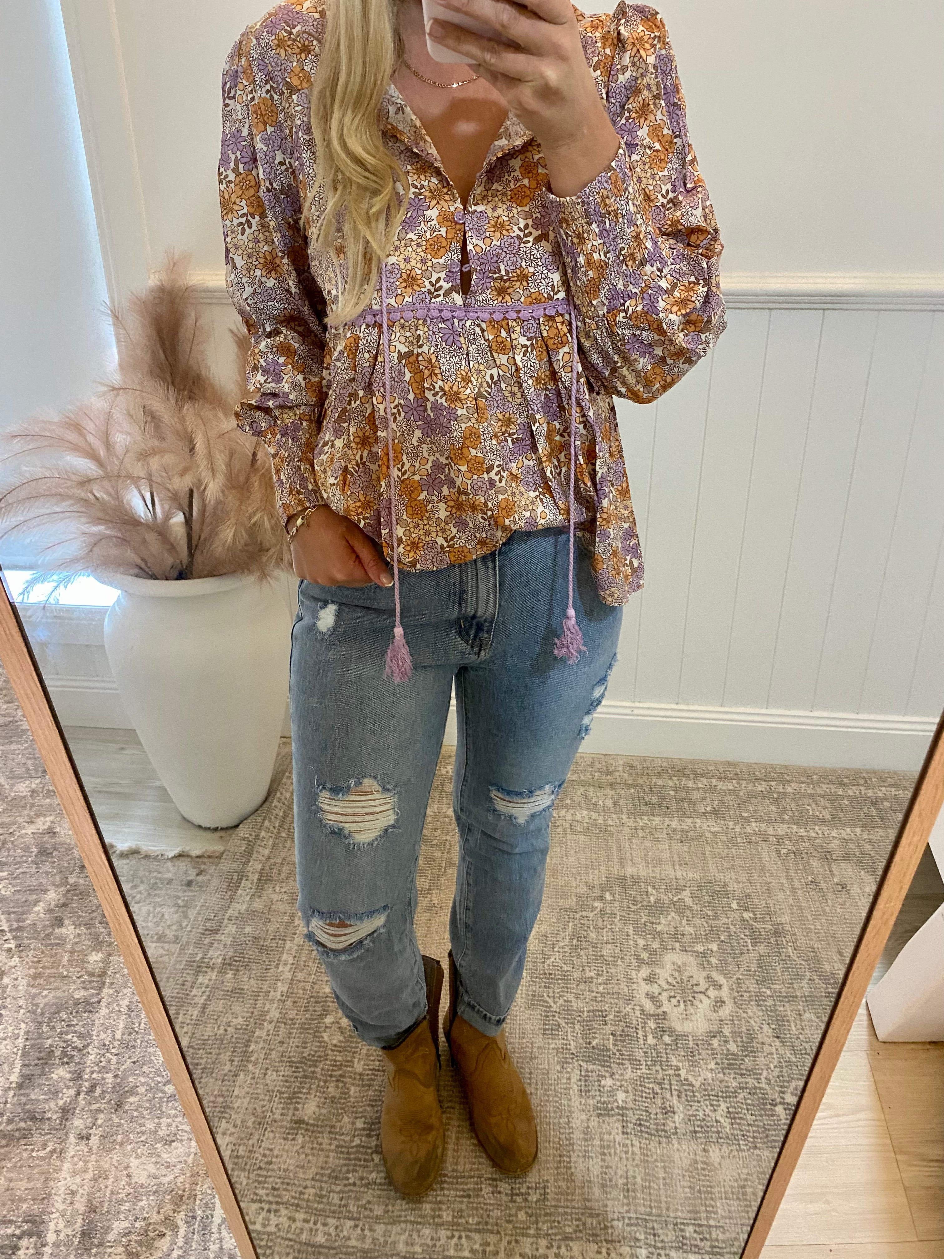 Country Denim Ripped Mum Jean