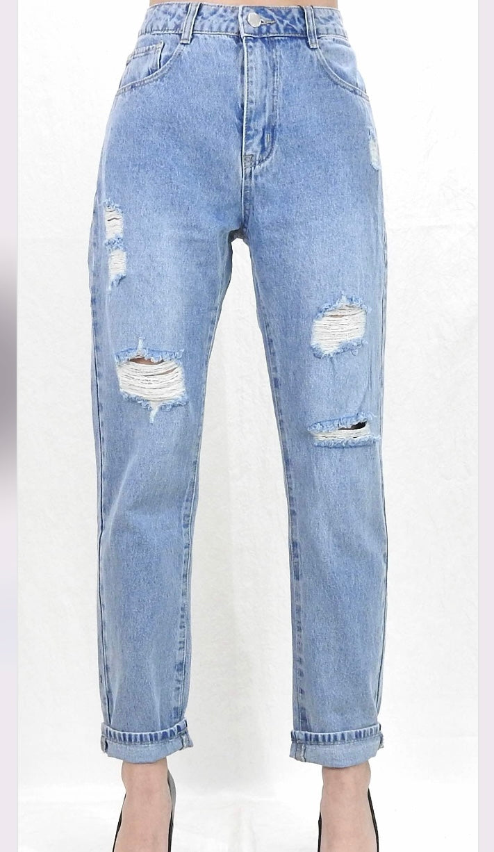Country Denim Ripped Mum Jean