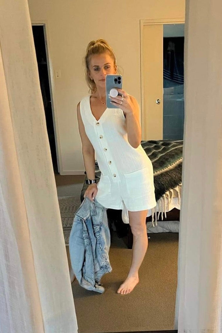 Little Lies Label Sandrine White Playsuit