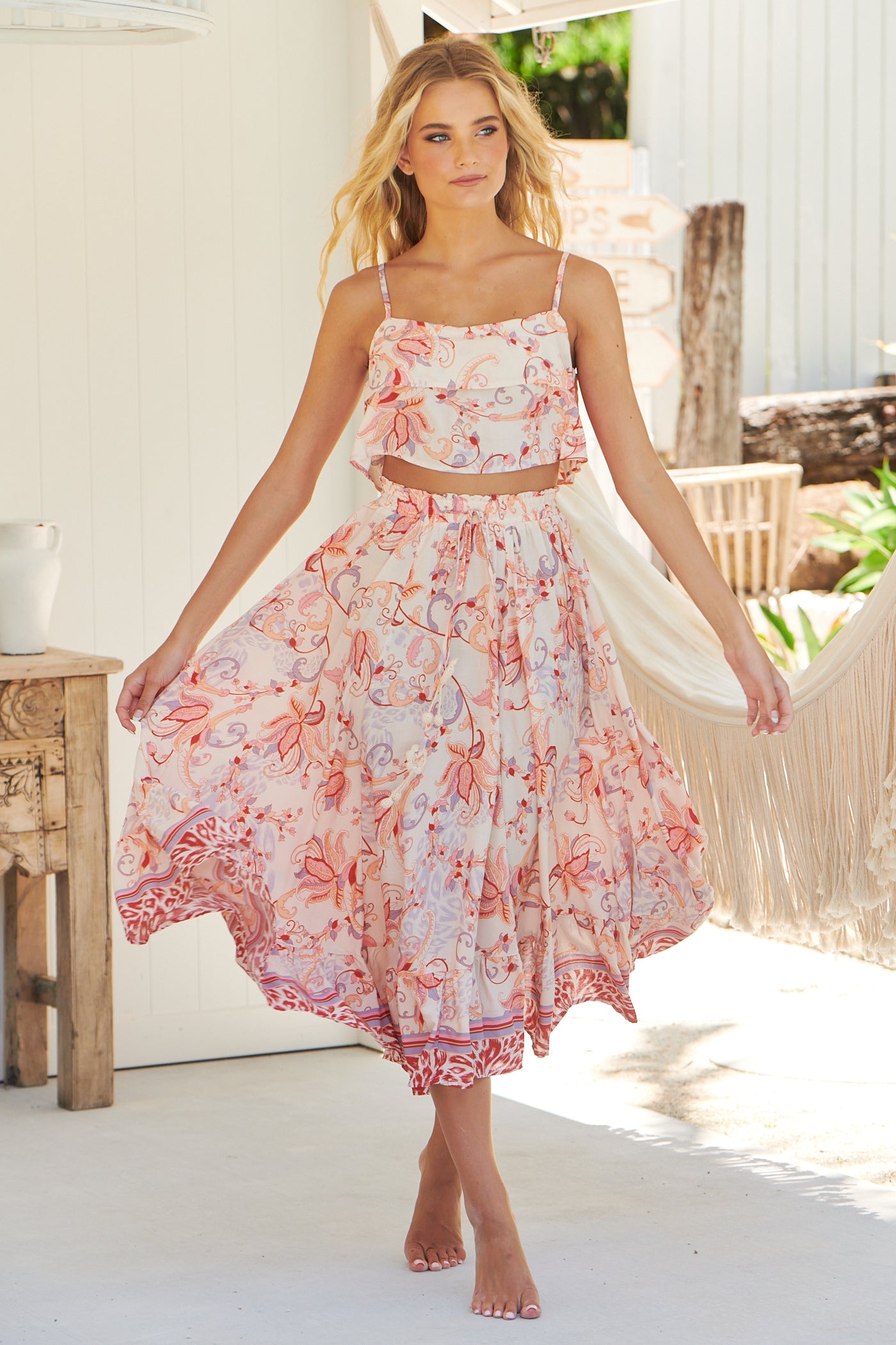 Jaase Leena Print Jordyn Top and Vela Set