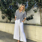 Soul Sparrow White Linen Wide Leg Pants